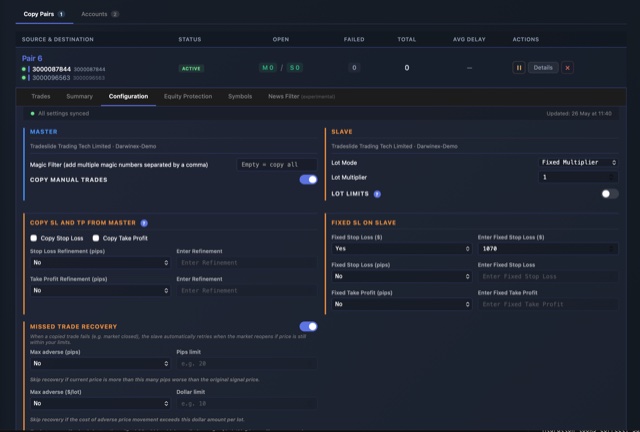 Configuring Master & Slave Accounts
